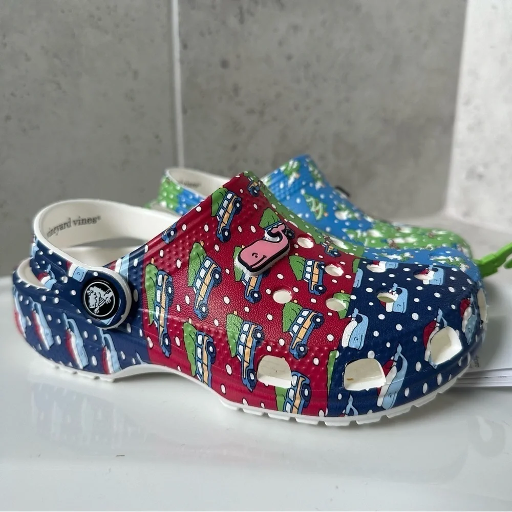 CROCS x Vineyard Vines HOLIDAY PATCHWORK CLOGS Size 13 Little Kid